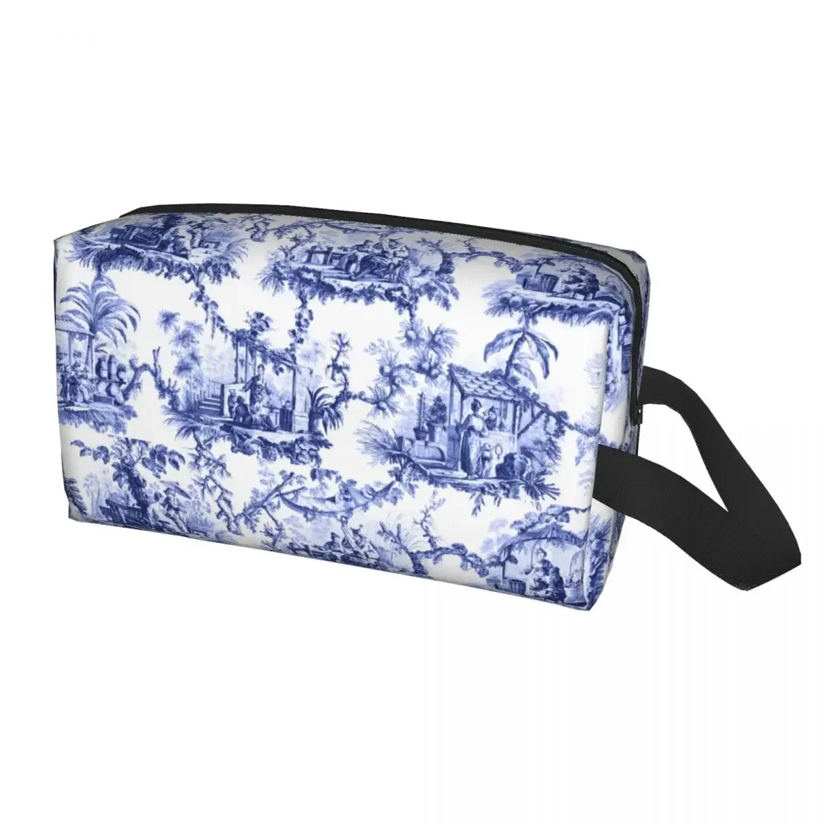 Fashion Blue And White Delft Chinoiserie Toile Travel Toiletry Bag for Women Makeup Cosmetic Bag Beauty Storage Dopp Kit