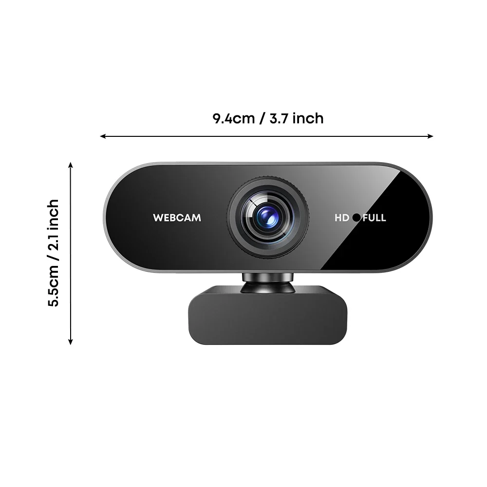 1080P FHD USB Webcam Built-in Microphone, Wide Angle Computer Camera for Laptop Desktop, Online Class Video Call Live Stream