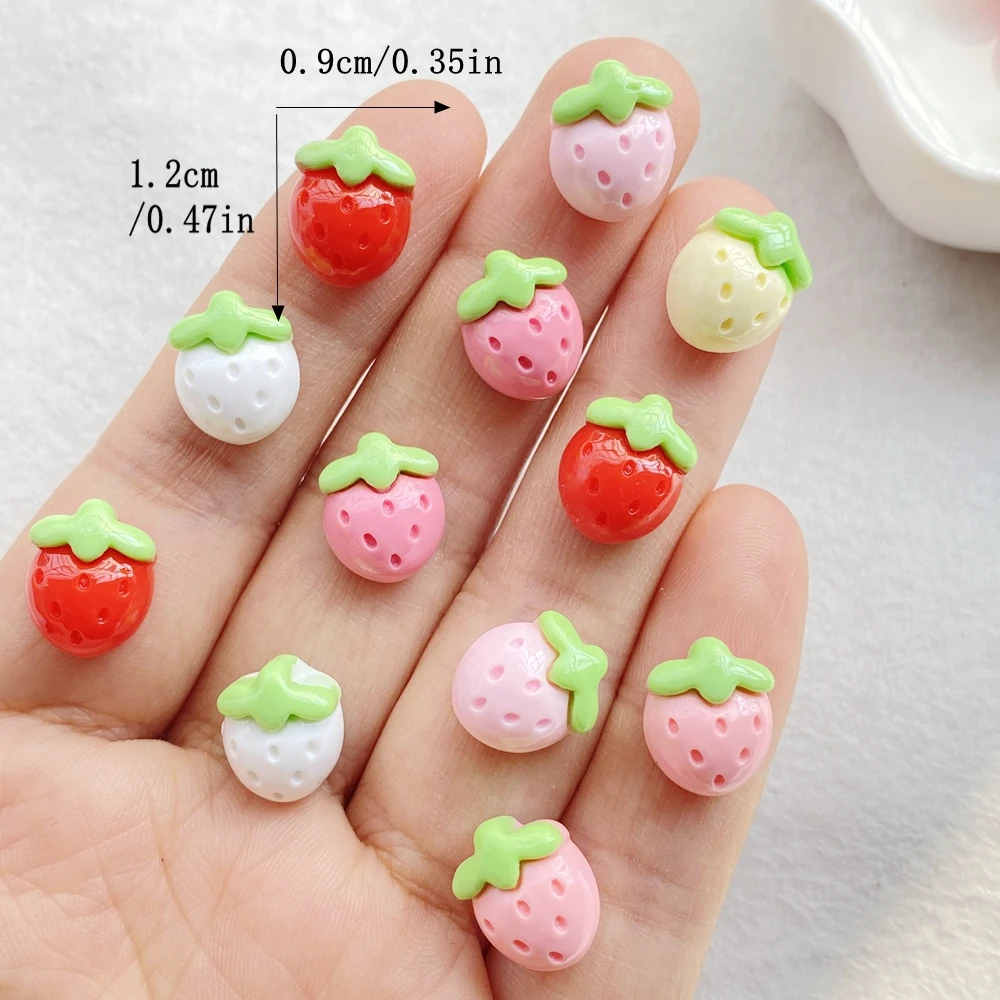 30pcs Resin Mixed Mini Mixed Color Strawberries Nail Art Flatback Rhinestone Scrapbook DIY Wedding Applique Jewelry Accessories