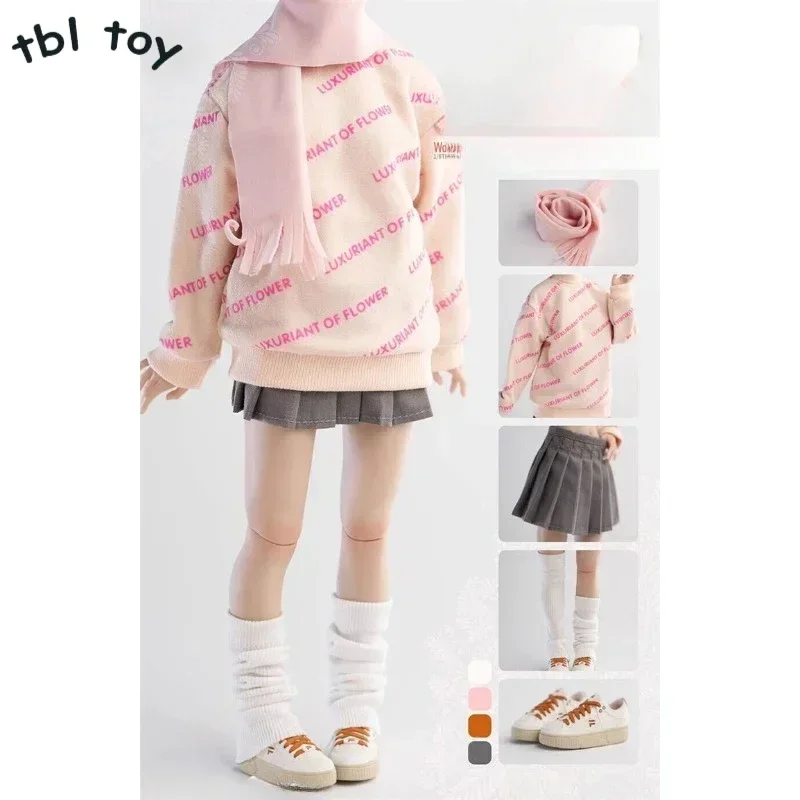 1/6 Scale Scarf Shoes Hoodie Pleated Skirt Suit Winter Doll Model for 12 Inch Action Figure Model Dolls