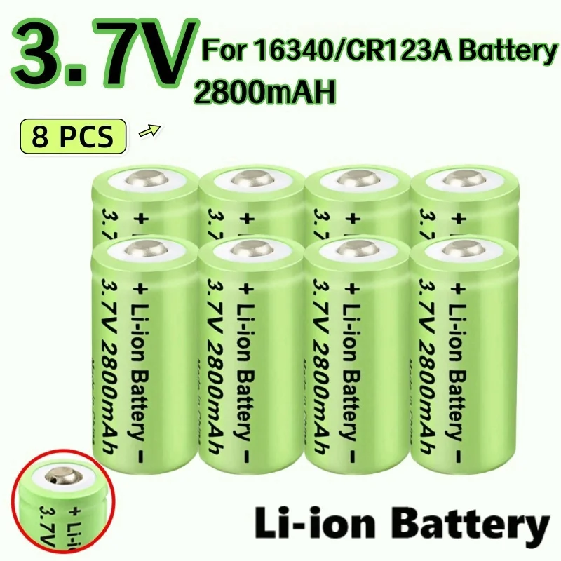 

1-10CPS 2800mAh CR123A Rechargeable Battery 3.7V Li-ion 16340 Batteries for LED Flashlight Travel 16340 CR123A Battery