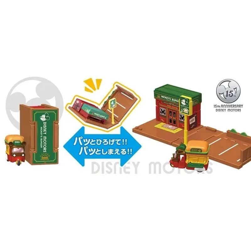 TAKARA TOMY Disney ensemble de voies de voiture en alliage Mickey Burger Shop jouet cadeau parfait pour les enfants