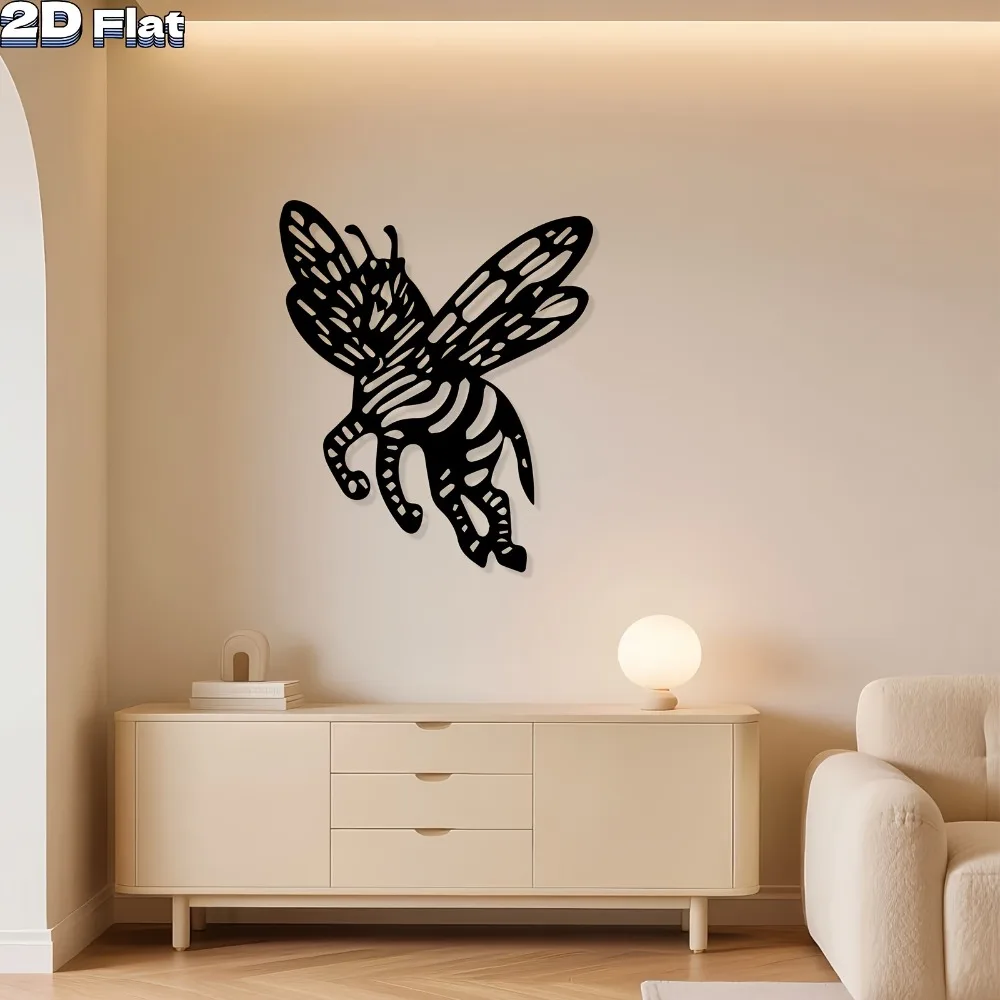 Rustic Metal Bee Aluminum Wall Art 12x12 Inch Waterproof Durable Decor for Home Garden Fence Patio