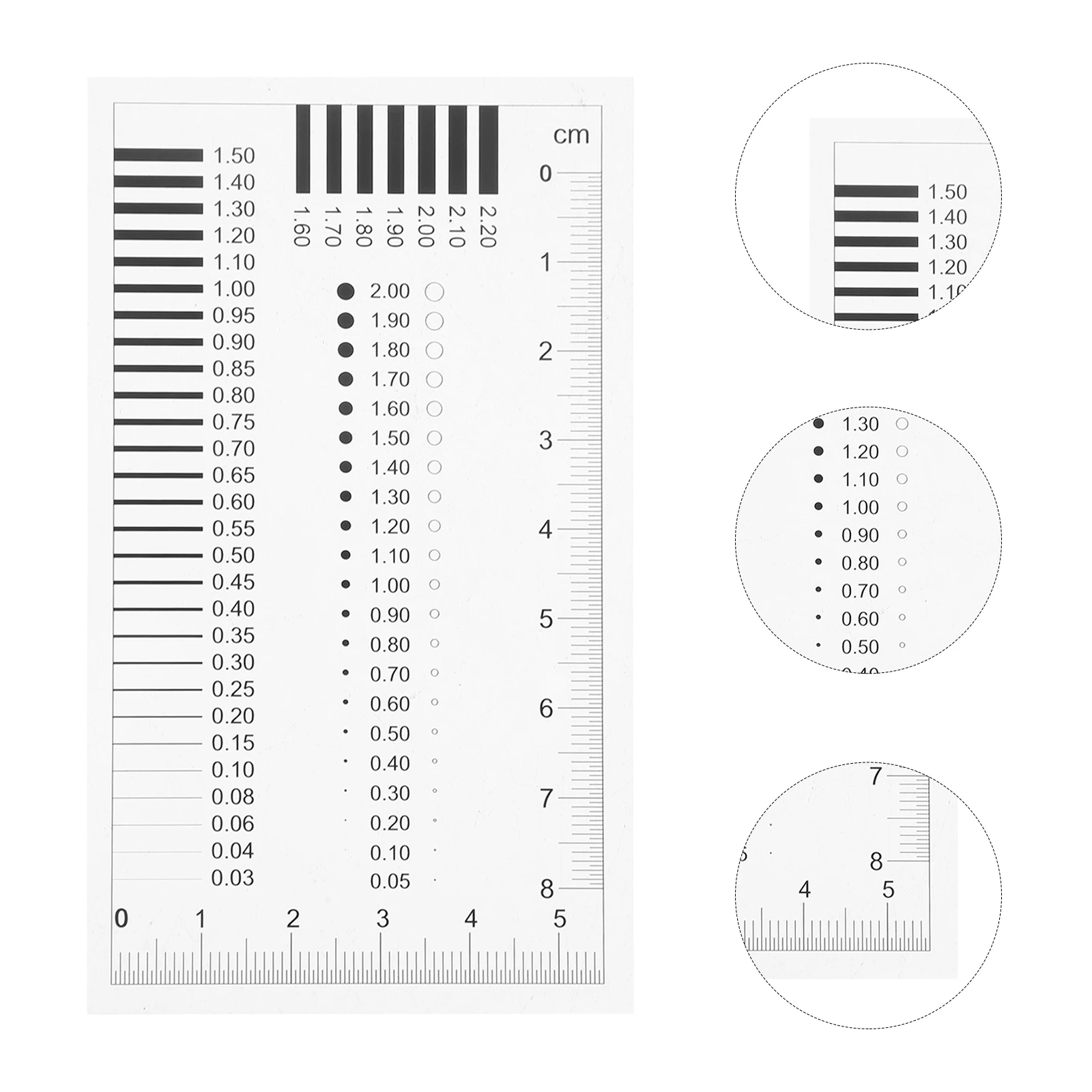 

High Precision Sec Size Estimation Chart Transparency Flaw Detection Ruler For Line Width Defects Crack Scratch Diameter