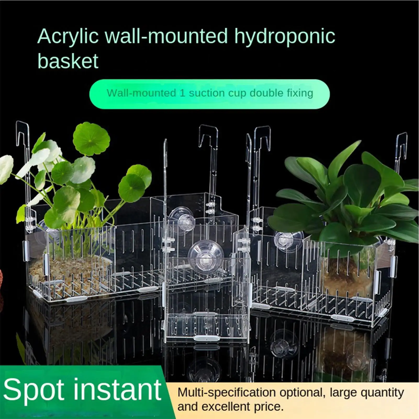 Soporte Acrílico para Plantas de Acuario, Altura Ajustable, Macetero Hidropónico, Soporte Colgante Transparente para Musgo Subacuático, Decoración para Peceras