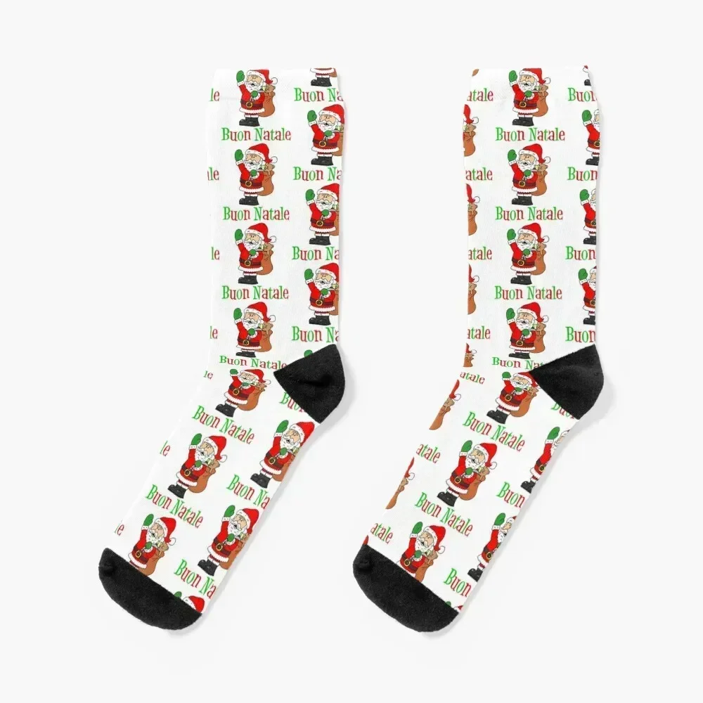 

Buon Natale Italian Merry Christmas Cartoon Santa Socks christmas stocking designer sports stockings Boy Child Socks Women's