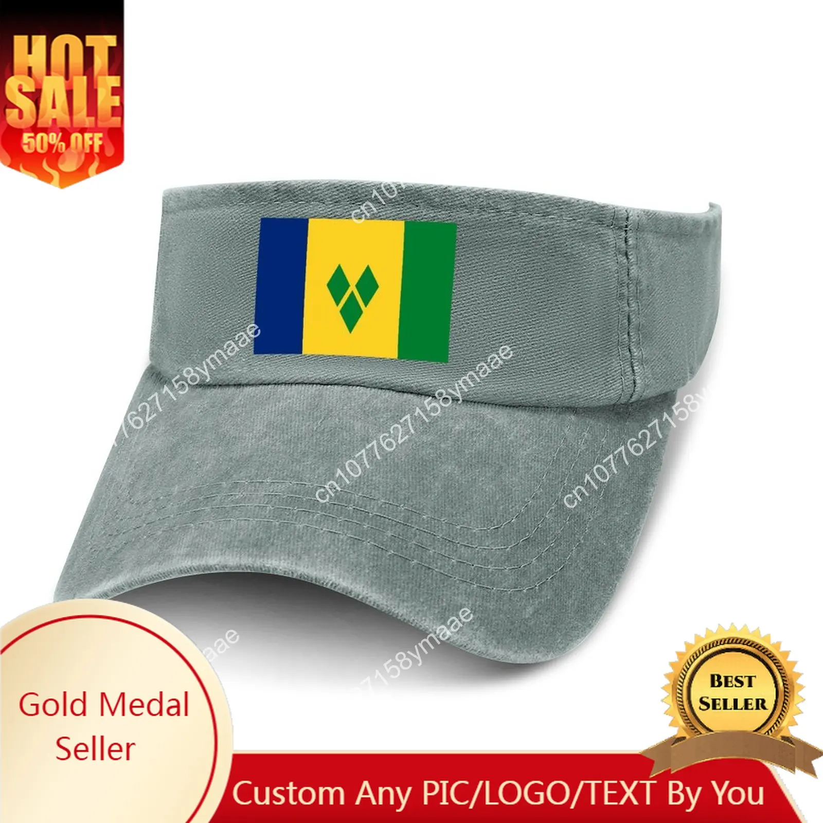 

Saint Vincent Flag Sun Visor Leaky Top Cowboy Hats Mens Womens Customize Cap Sports Baseball Tennis Golf Caps Empty Open Top Hat