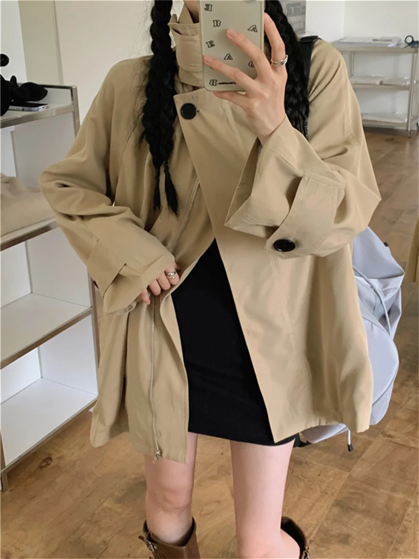 Alien Kitty New Arrival Women Stylish Coats OL Chic Elegant Minimalist Office Wear Autumn 2023  Lady Loose All Match Trenchs