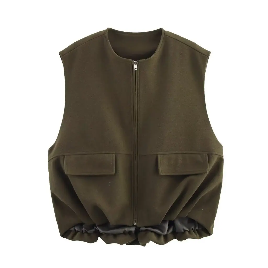 

Women's plus Size Fashion Casual Crew Neck Vest Jacket Coat Spring Autumn New European American Style Clothing