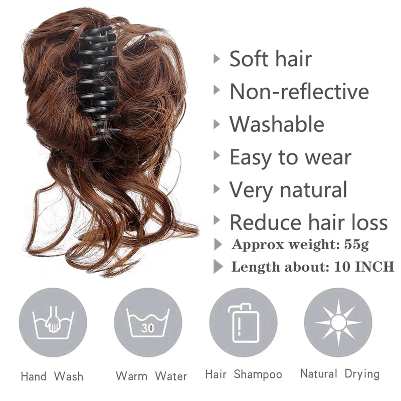 Synthetic Messy Hair Bun Claw Clip In Hair Extension for Women Curly Scrunchie Updo False Natural Hair With Tail Hairpiece