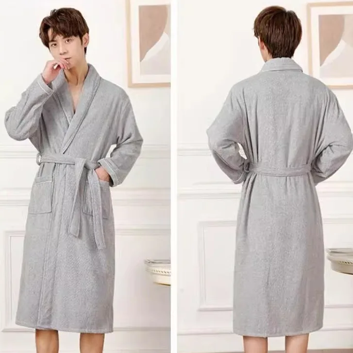 

Men's Long Sleeve Bathrobe Quick Dry Absorbent Cotton Post-Bath Wearable Towel Style Autumn Winter Special Use Home Textile
