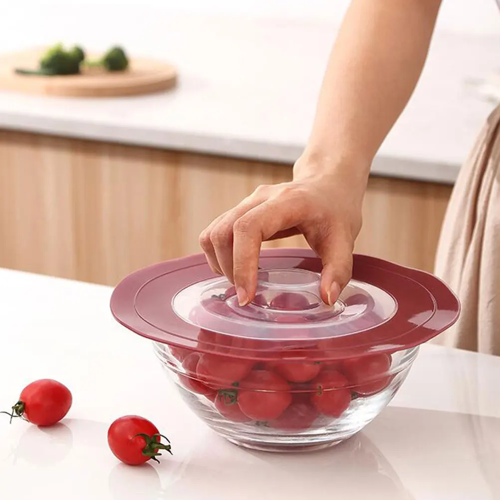 

3pcs Silicone Pot Lids Microwave Food Covers Stretchable Bowls Dishes Storage Leak Proof Heat Insulation Kitchen Gadgets Red