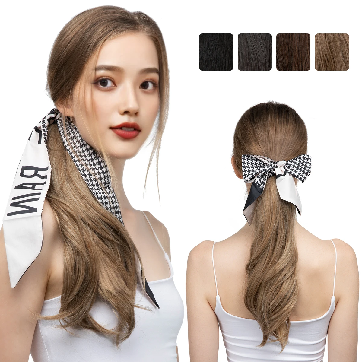 

Синтетический волнистый конский хвост с зажимом и резинкой для волос, накладные волосы, накладной хвост, гладкий конский хвост P041