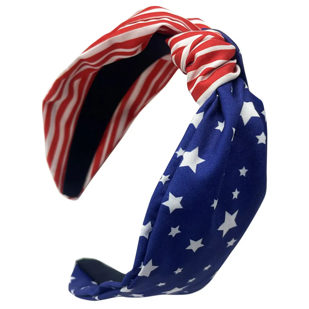 

American Flag Headb Red White Stripes Twisted Wide Hairb Women Fashion Accessory Independence Day Party