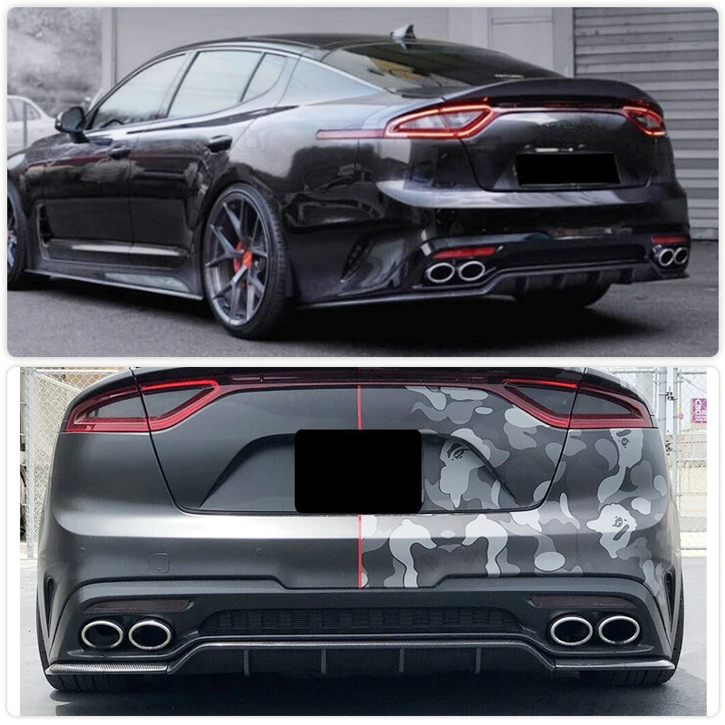 Car Rear Bumper Diffuser Lip Spoiler for KIA Stinger GT EX Hatchback 4-Door 2018-2022 Carbon Fiber Rear Diffuser Lip Body Kit