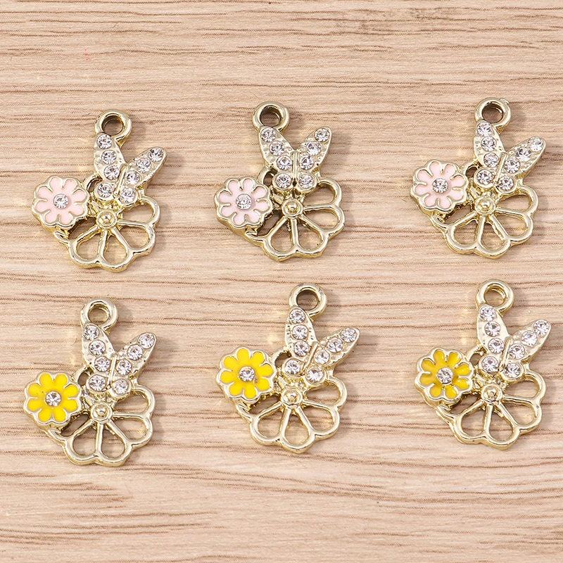10pcs Elegant Crystal Flying Butterfly Charms Pendants for Jewelry Making Women Fashion Drop Earrings Necklace DIY Craft Supply