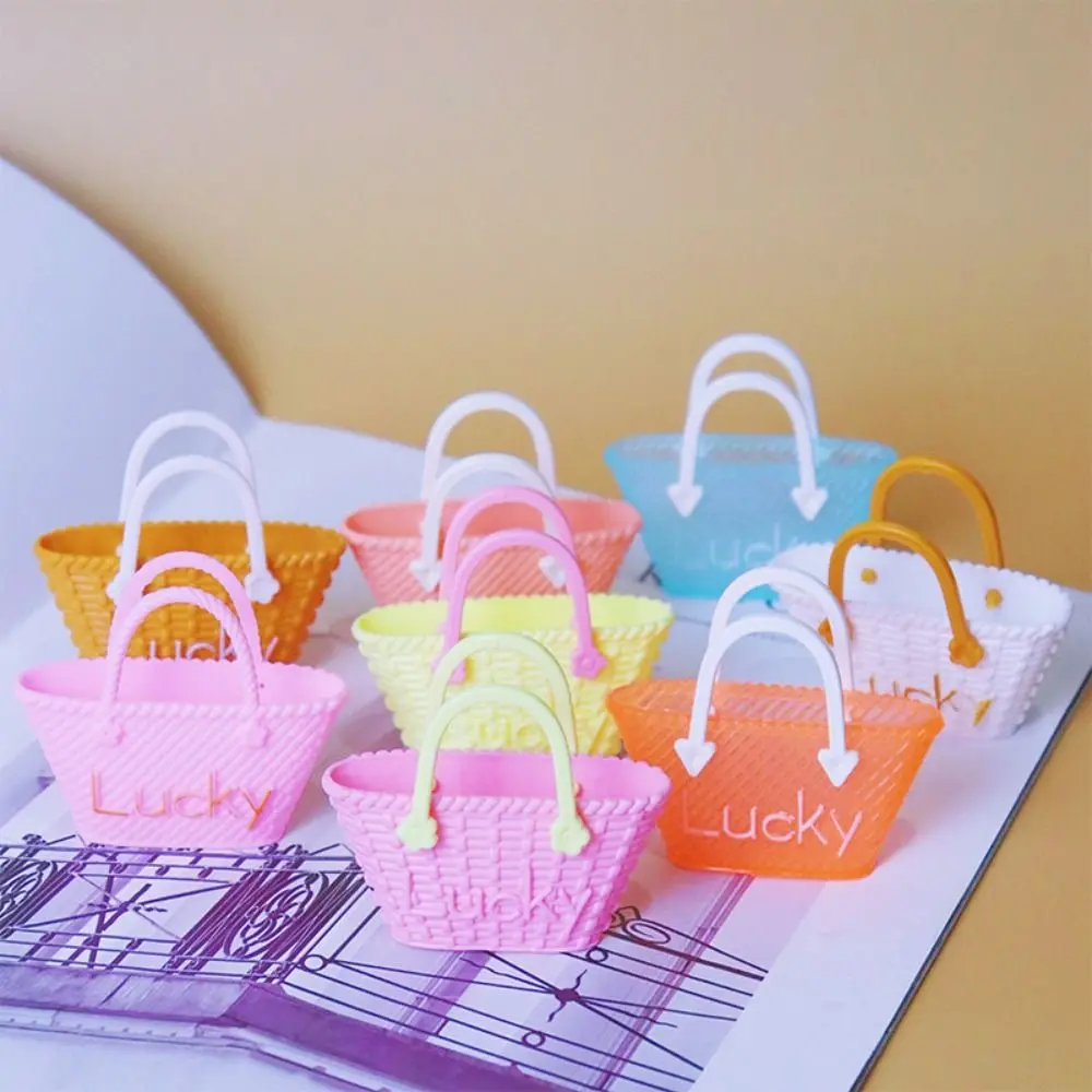 Cute Mini Plastic Doll Handbag Play House Creative Toy Accessorizes Princess Doll Shopping Bag For Kids Girls Toys