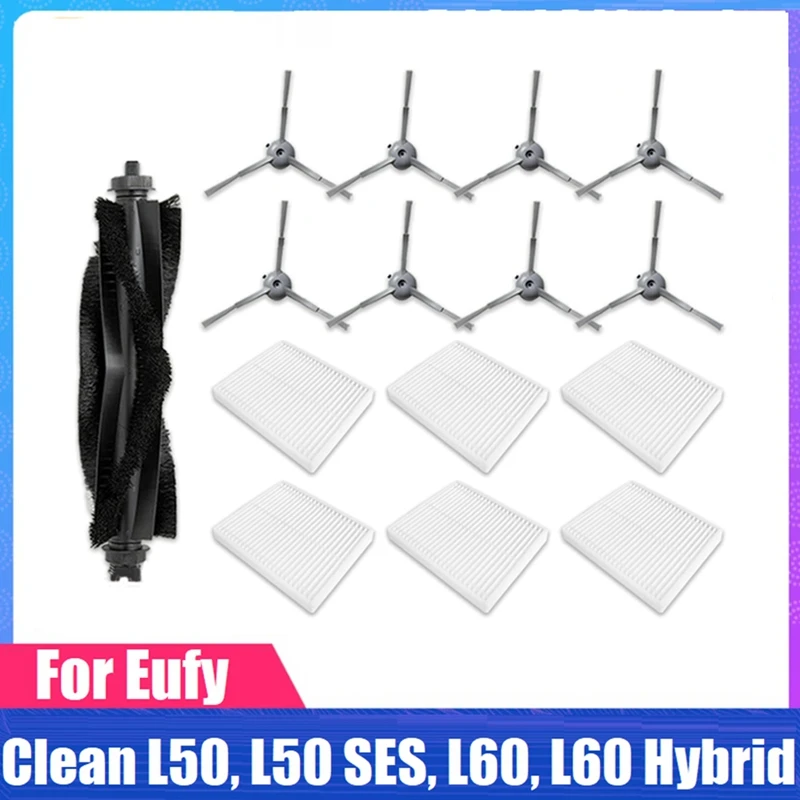 

15PCS Replacement Kit For Eufy Clean L50, L50 SES, L60, L60 Hybrid Vacuum Cleaner Parts Roller Side Brush Hepa Filter