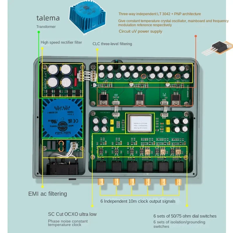 Lhyオーディオ-高精度クリスタルオシレーター,sc cut ocxo,超低相ノイズ,定数温度,時計,10mhz,超2秒