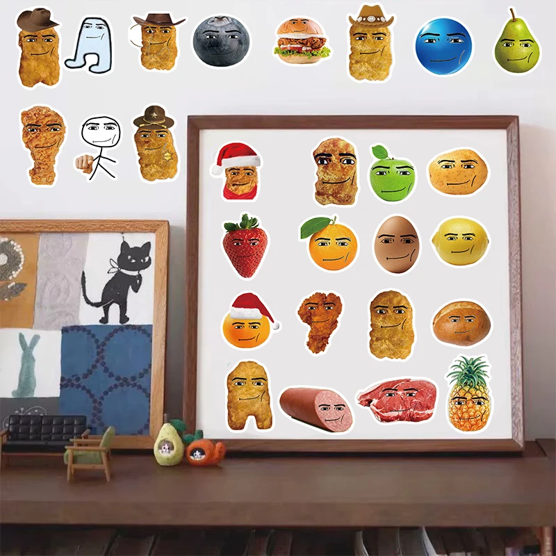 58PCS Robloxs Face Winning Smile Chicken Nugget Meme Stickers Aesthetic Phone Laptop Motorcycle Phone Gifts Wall Sticker image 3