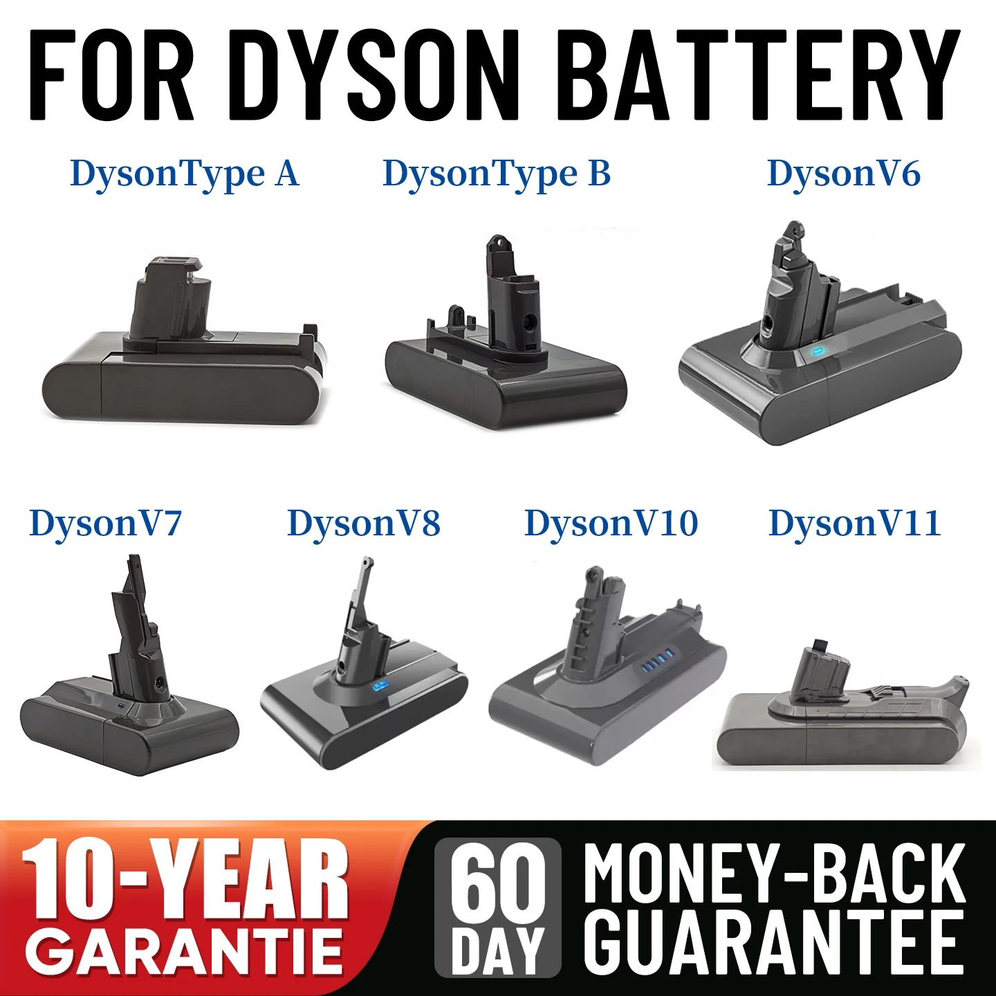 For Dyson A/B/ 100%New Compatible with Dyson V10 V8 V11 V15 V7 V6 Series SV07 SV09 SV10 DC62 Vacuum Cleaner rechargeable battery