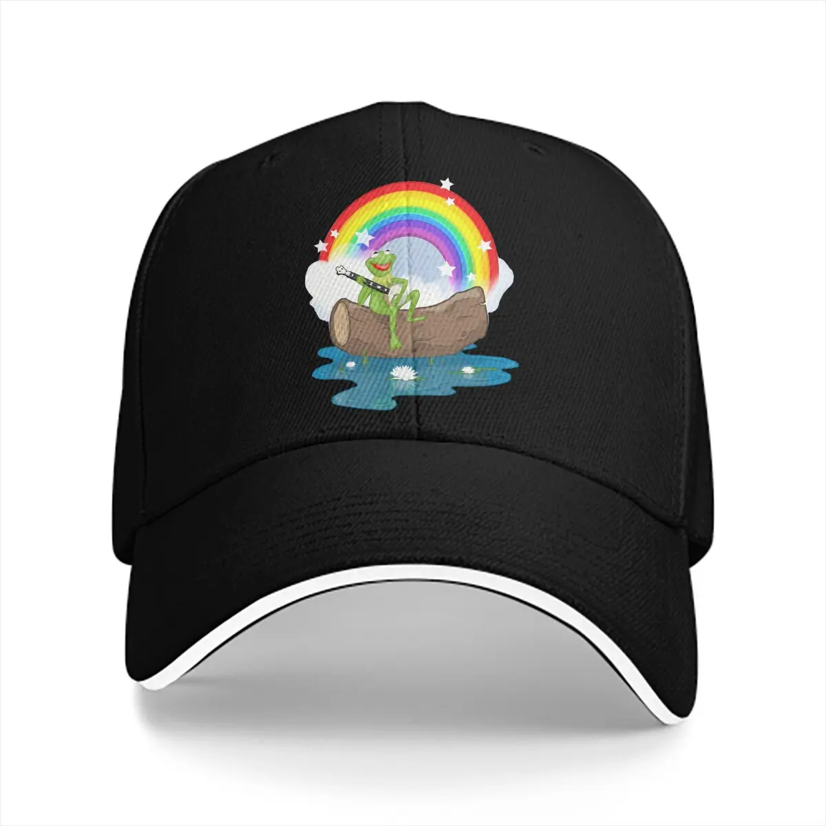 Washed Men's Baseball Cap The Rainbow Connection Sports Snapback Caps Dad Hat Funny Frog Animal Golf Hats