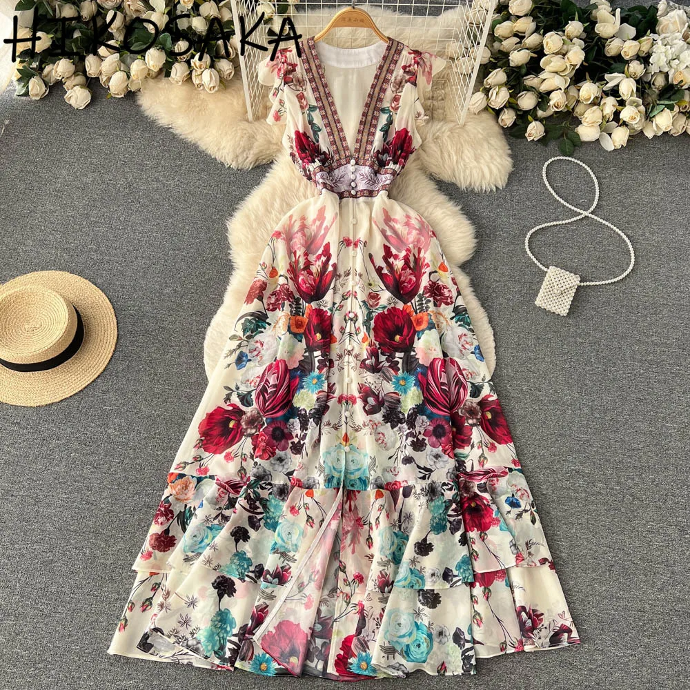 

Летнее милое платье-торт с глубоким v-образным вырезом без рукавов, винтажное платье феи с грибком, шикарное элегантное однобортное платье Vestidos Mujer