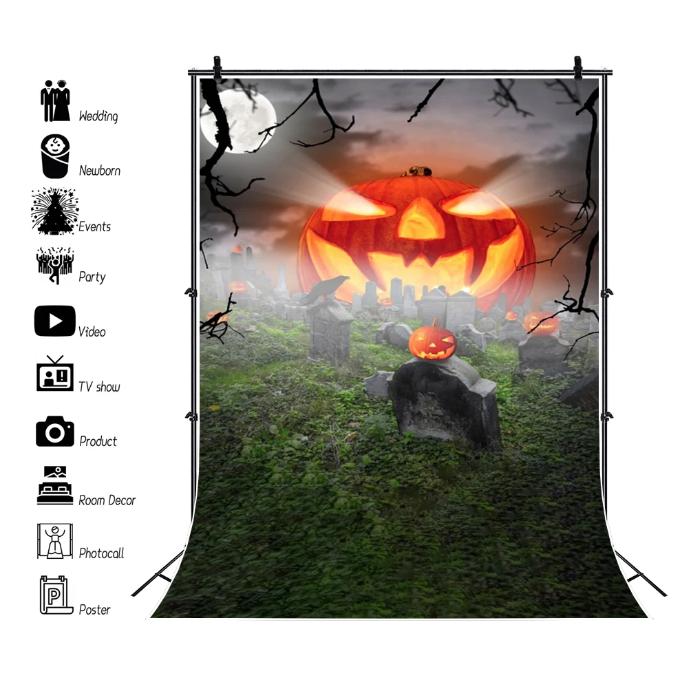 خلفية الهالوين للتصوير الفوتوغرافي، خلفية فانوس مقبرة مخيفة، خلفية رائعة لحفلات الهالوين، لافتة دعائم استوديو الصور