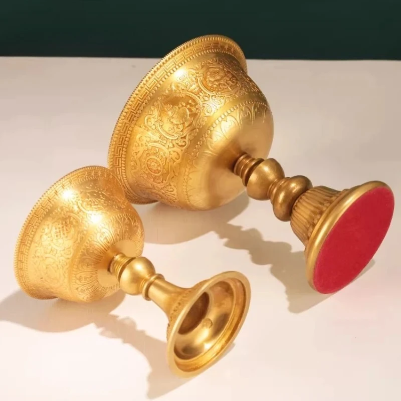 Metal Pastry Oil Lamp Lucky Base Tibetan Household Offerings of Perpetual Lamps Buddha Hall Candlestick Candle Holders Decor