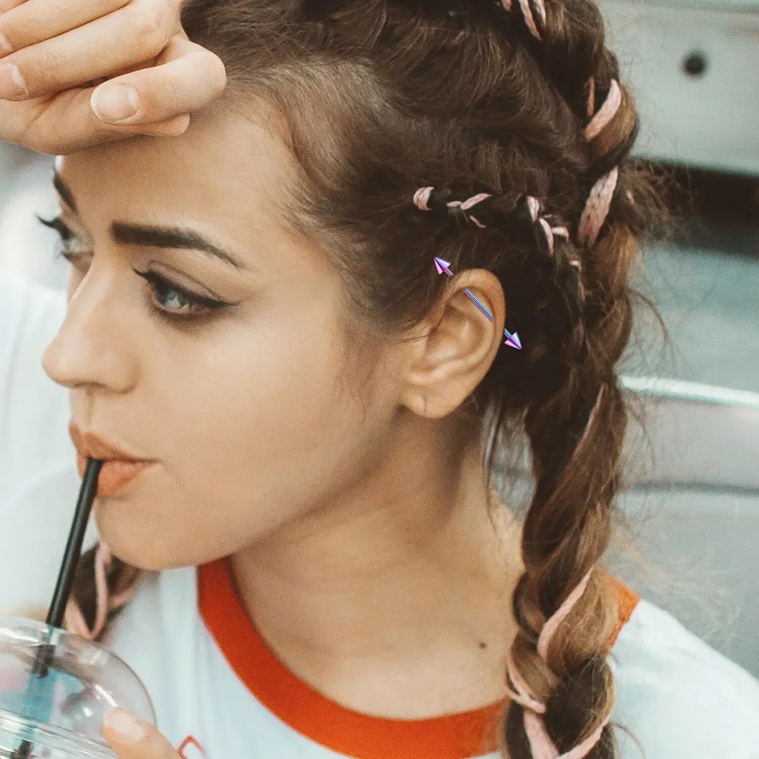 6 قطعة 16 جرام الصناعية الحديد الغضروف القرط هيئة ثقب المجوهرات 28 مللي متر 32 مللي متر 35 مللي متر 38 مللي متر 40 مللي متر #5