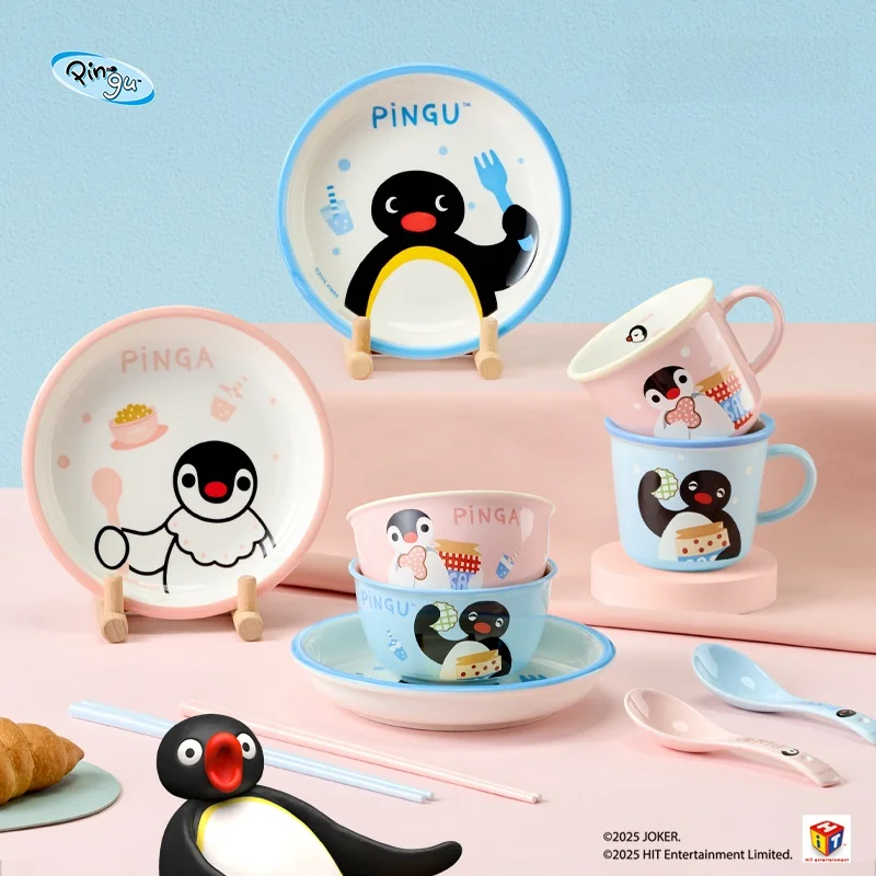 coffret-cadeau-creatif-service-de-table-en-ceramique-baguettes-cuillere-bol-assiette-cadeau-d'anniversaire-pour-deux-personnes-motif-pingu-mignon-et-amusant