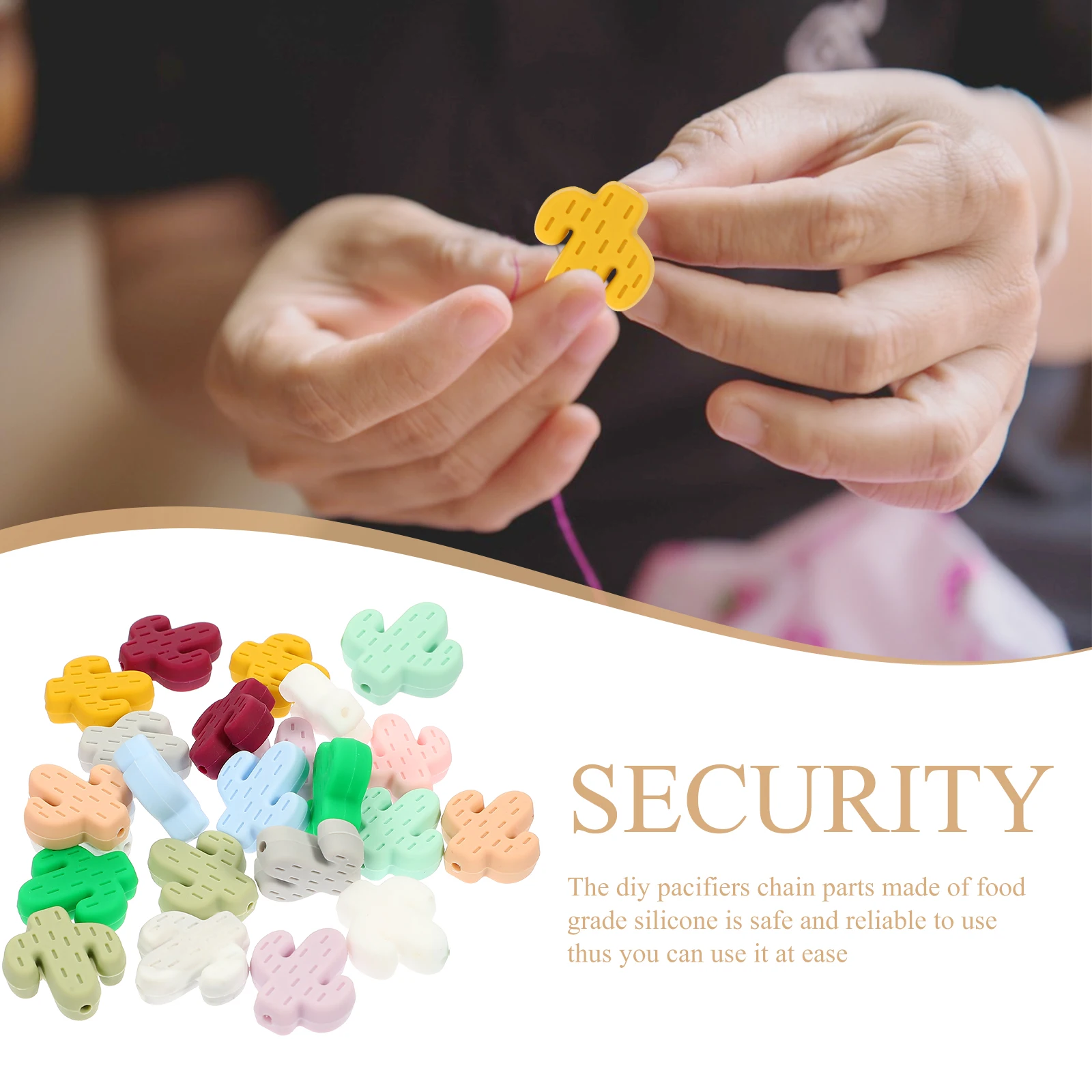 

24 шт., силиконовые бусины кактуса, детские прорезыватели, цепочка для соски, безопасные пищевые DIY, детали цепочки для соски, сделай сам, ювелирные изделия, бусины