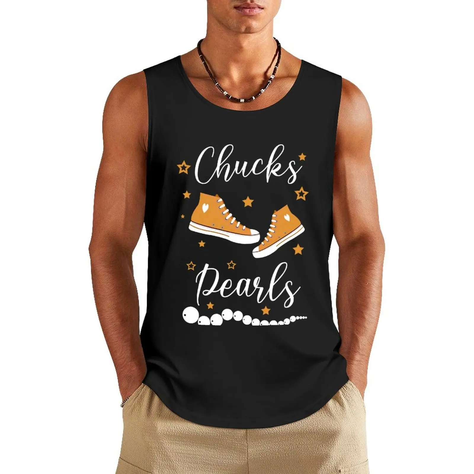 

Orange Chucks And Pearls 2021 Tank Top sleeveless vest men muscular man