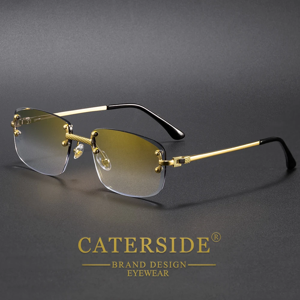 CATERSIDE Mode Rahmenlose Sonnenbrille Männer Frauen Luxuriöse Party Im Freien Sonnenbrille Metall Rahmen Spiegel Gradienten Objektiv Brillen – Detail 7