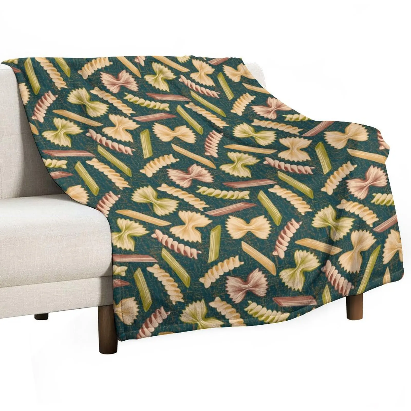 

Pasta Party - noodle pattern on dark Throw Blanket Quilt Bed Fashionable Luxury St Furry Blankets