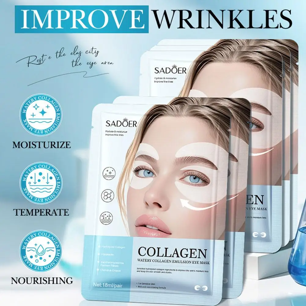 18ml Collagen Eye Patches Reduce Fine Lines Dark Circles Moisturizing Eye Mask Hydrating Firming Eye Contour Skin Care