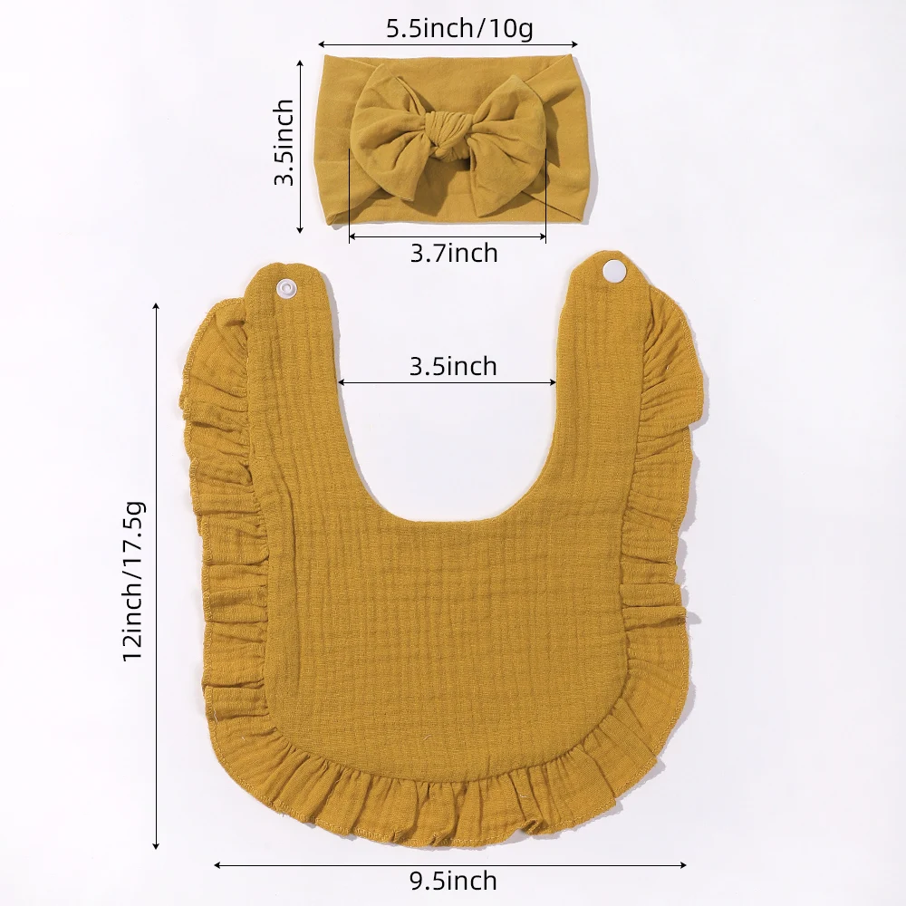 단색 아기 턱받이 터번 세트 모자 활, 유아 부드러운 코튼, 신생아 탄성 반다나 머리띠, 스카프, 어린이 헤어 액세서리