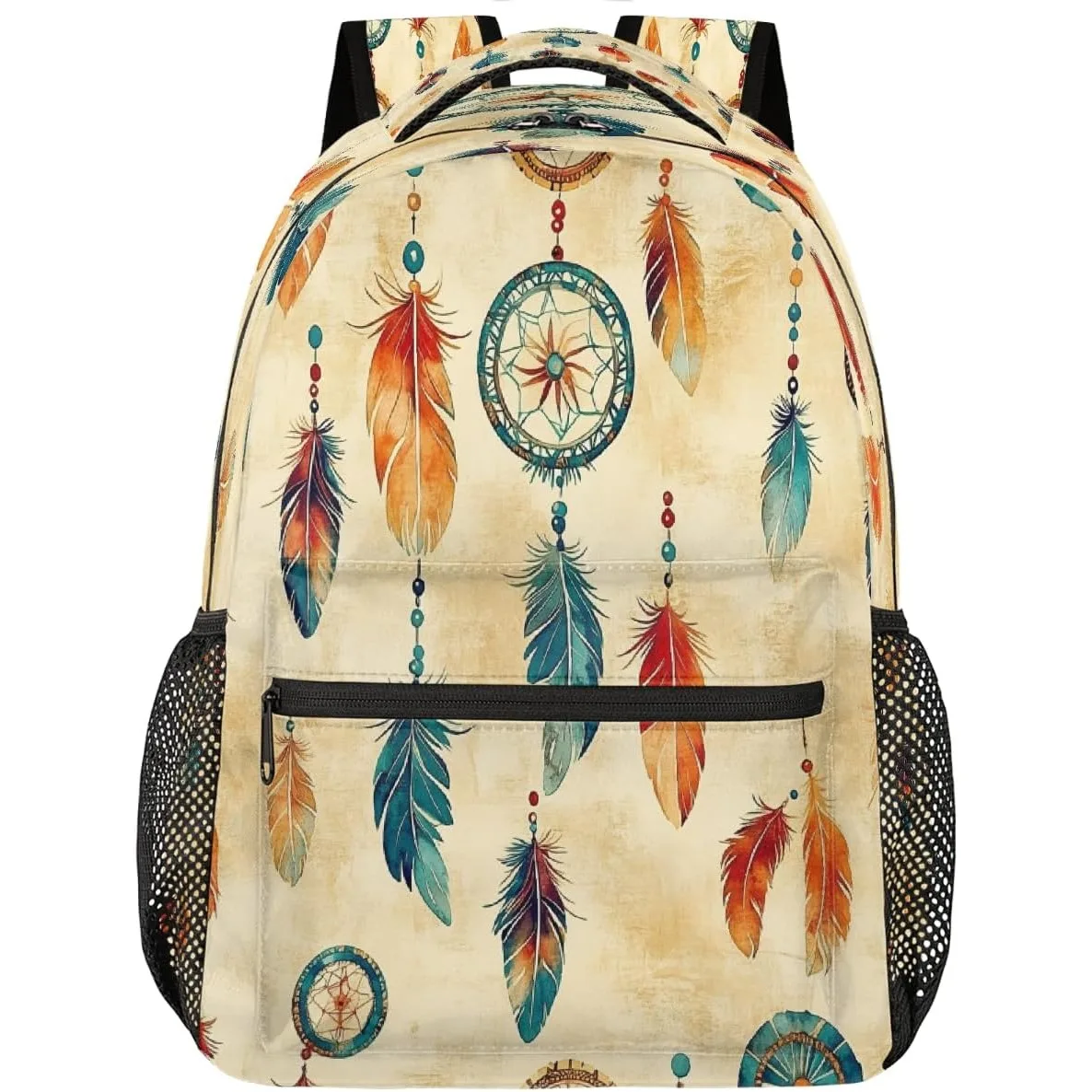

Vintage Dreamcatcher Feather Backpack Laptop Backpacks Casual College Travel Bag Hiking Daypack for Women Men