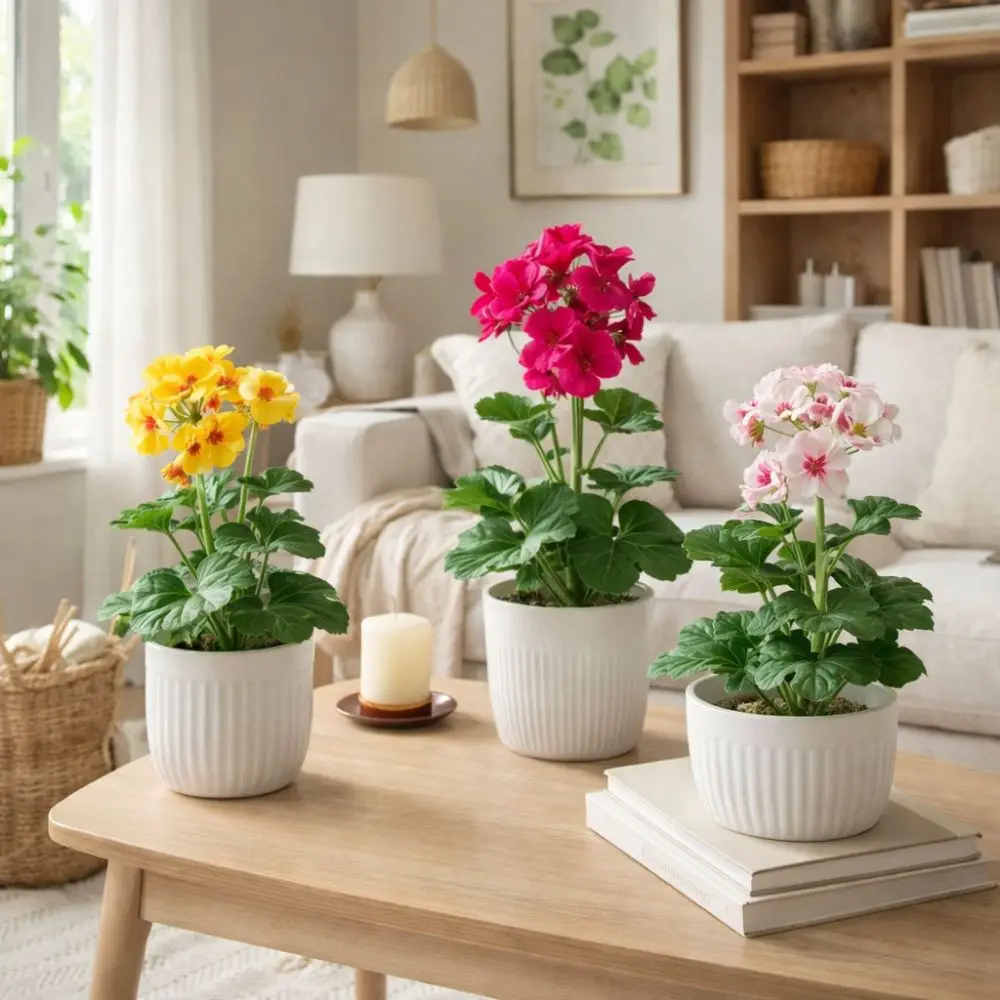 

2 Heads Artificial Begonia Flowers Real Touch Handmade Silk Fake Flower Realistic UV Resistant Floral Arrangement Garden Plants