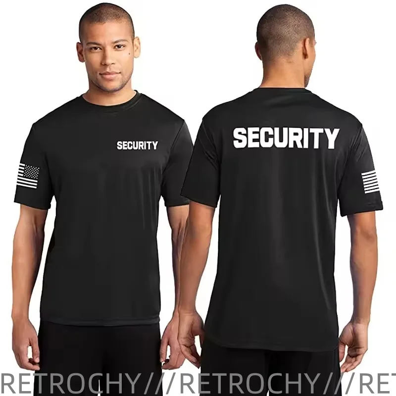 Security Guard Event Staff Two-Sided Unisex T-Shirt American Flag on Arm T Shirt Men Halloween Costume Accessory Men Clothing