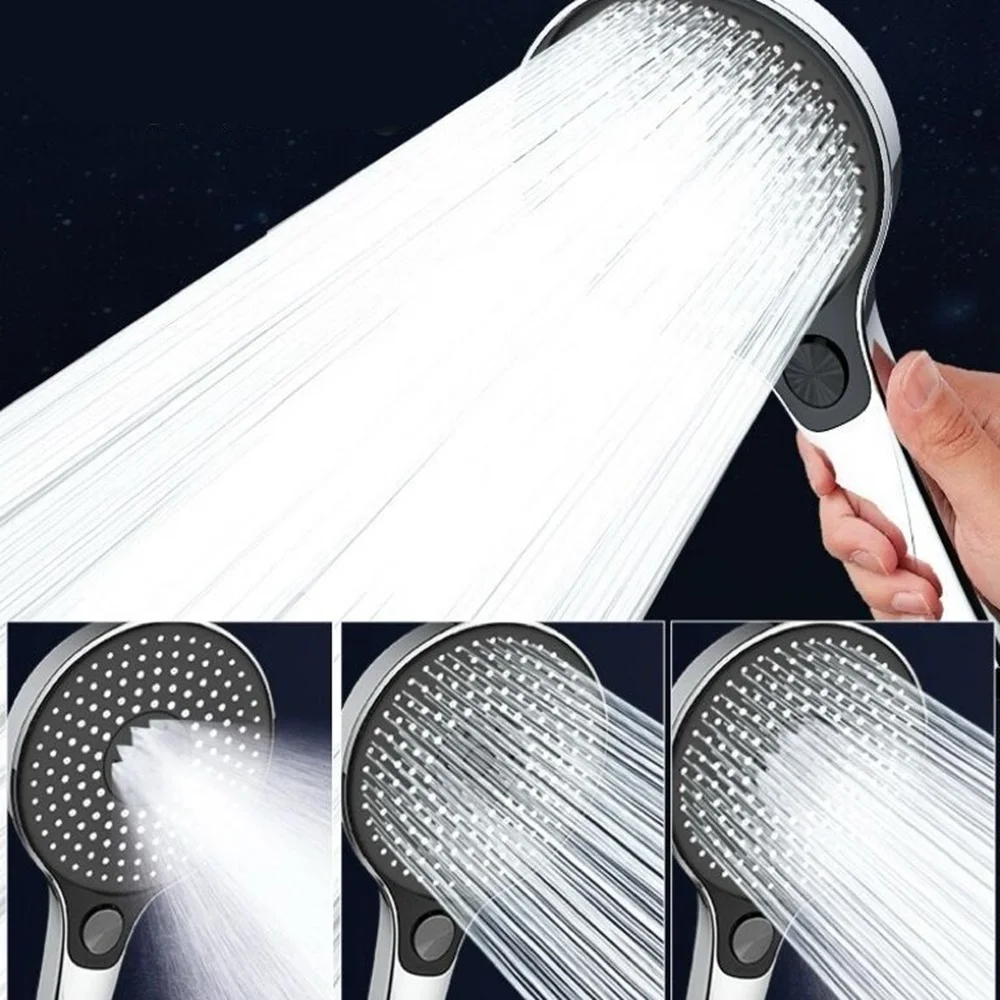 New 13.5CM Big Panel Booster Mixer 3 Modes Shower Head High Pressure Water Saving Faucet Mixer Hose Set Bathroom Accessories