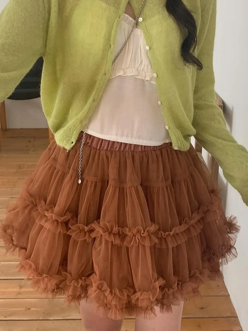 

Korean Sle High Waist Skirt Women's Faionable Versatile Cake Skirt Spring New Agel Personali Skirts