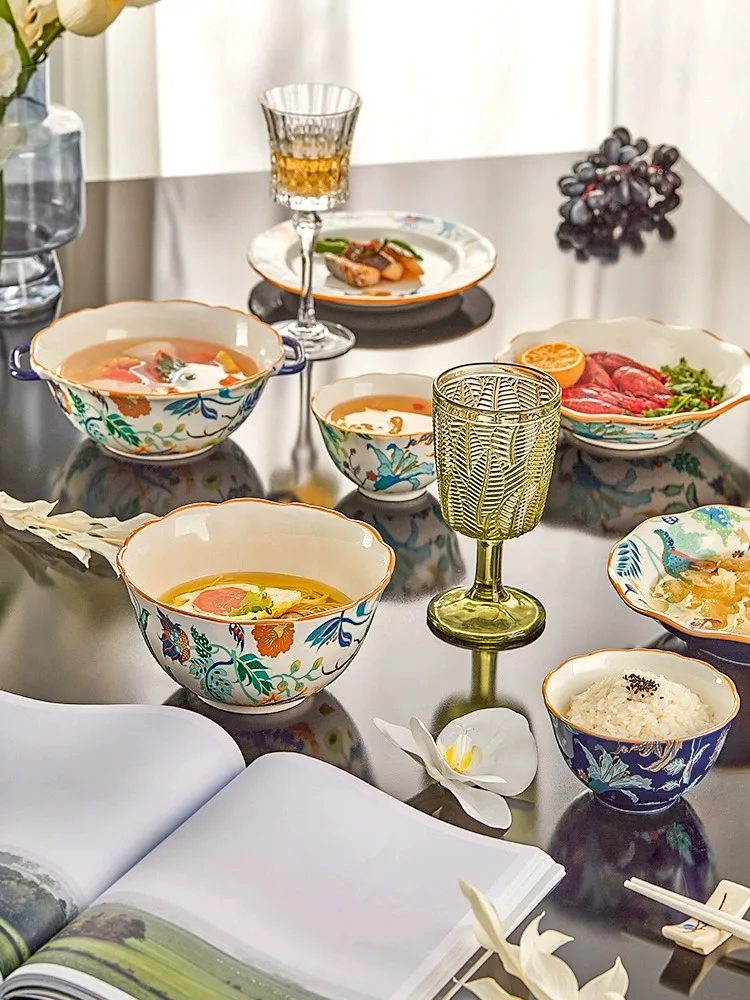 Chinese ceramic dishes set Household 2024 new bowls, plates and bowls European high-end tableware