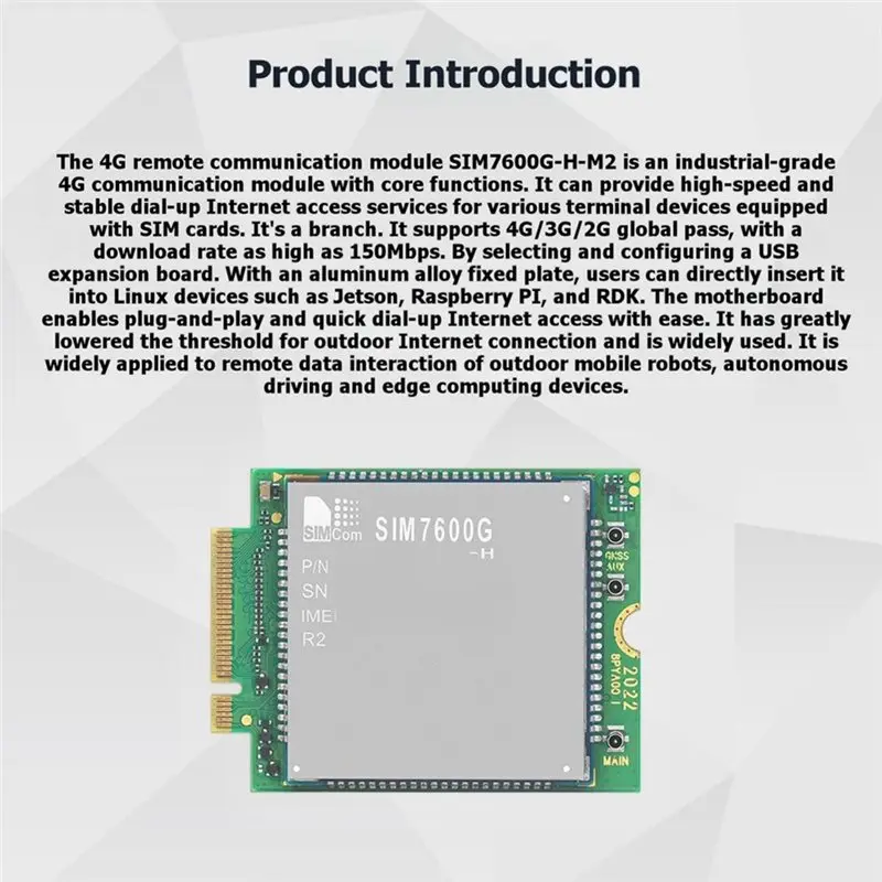 [NEW!A08R】 Simcom 4G LTE Cat-4 Module SIM7600G-H-M. 2 With Antenna+ USB Expansion Board+ Mounting Plate GNSS M. 2 Connector