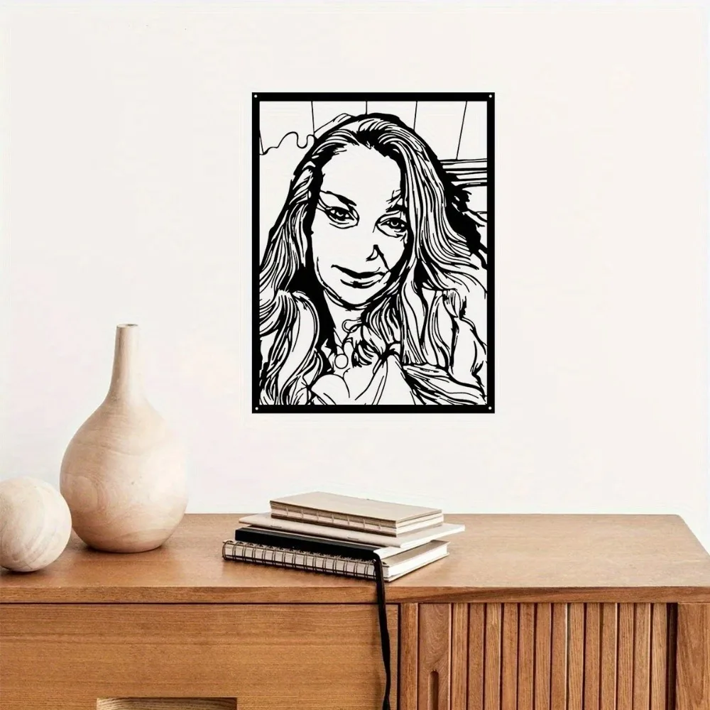1pc Vintage Hollowed Metal Wall Art, Customizable Portrait Sign, Black Finish Housewarming Gift Decor (Only For Decoration)