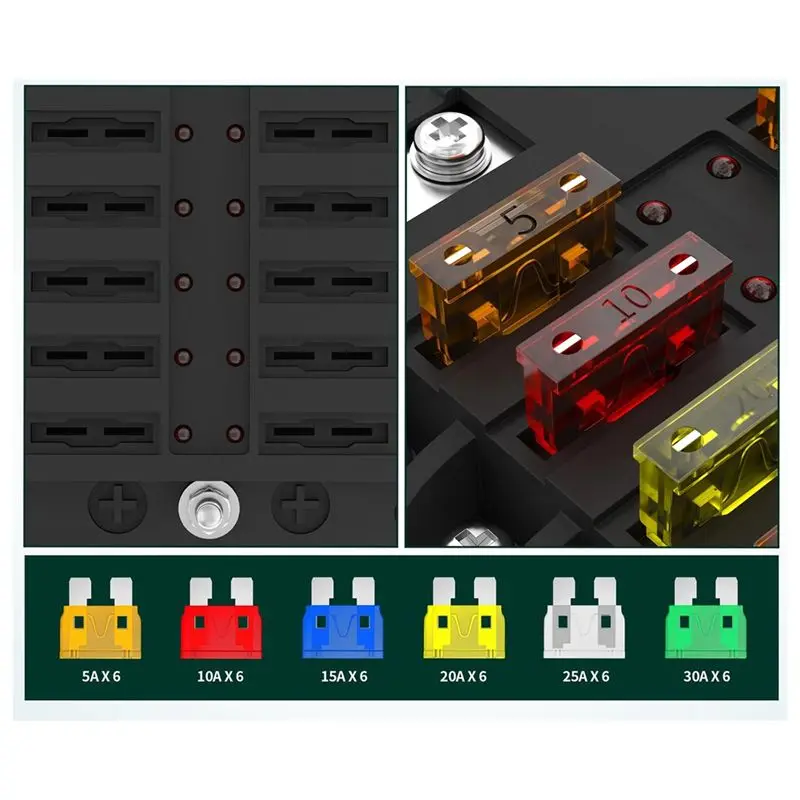 Apr.New 12 طريقة صندوق فيوز السيارات معدات تعديل وتركيب السيارة صندوق متكامل آمن للسيارات والسفن #3