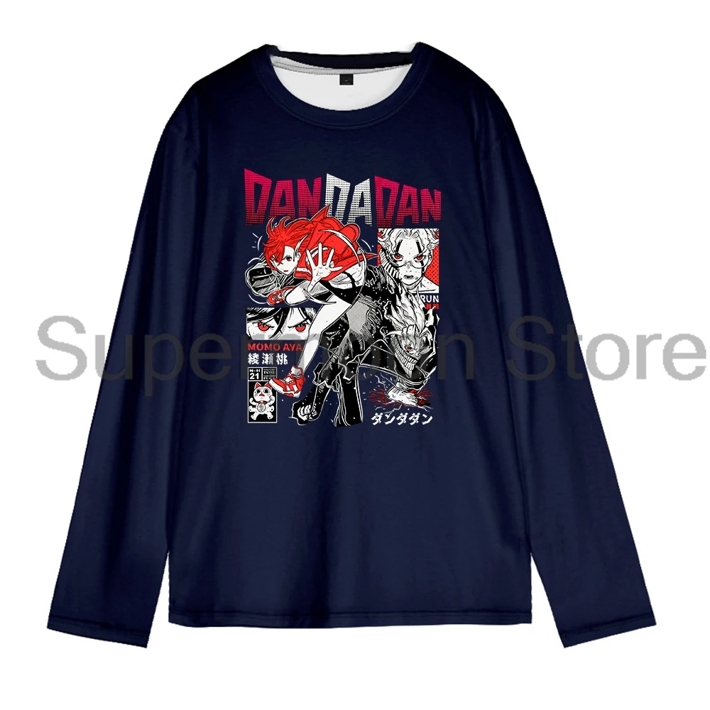 Dandadan Momo Ayase Anime Crewneck Long Sleeve T-shirt Kobiety Mężczyźni Outdoor Sportwear Harajuku Streetwear Gym Shirts