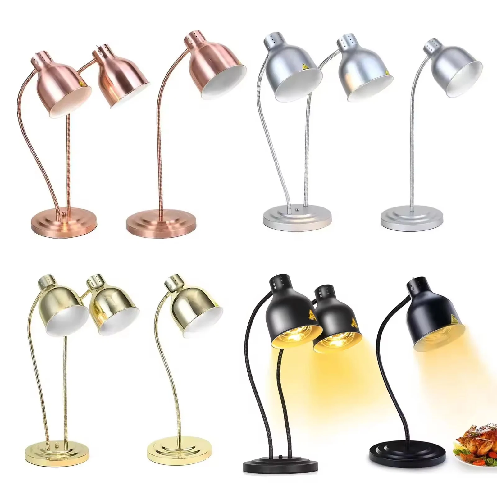 

Food Warmer Lamp Food Heat Light Commercial Electric Double Heating Catering Warming for Fried Cafeteria Catering Buffet Parties