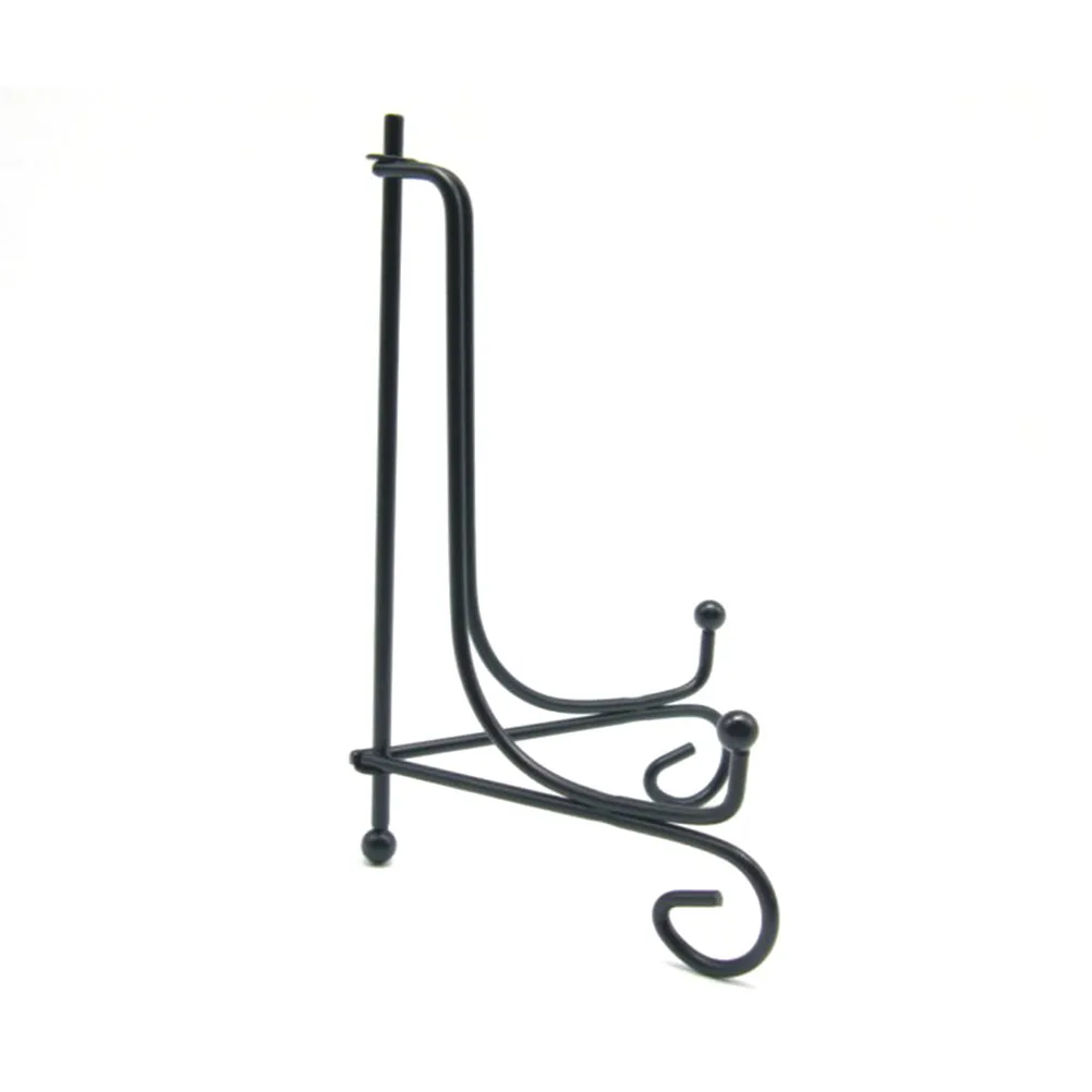 Plate Display Stand 2 Pack Black Iron Easel Dish Holder with Curved Legs for Home Office Desktop Decor
