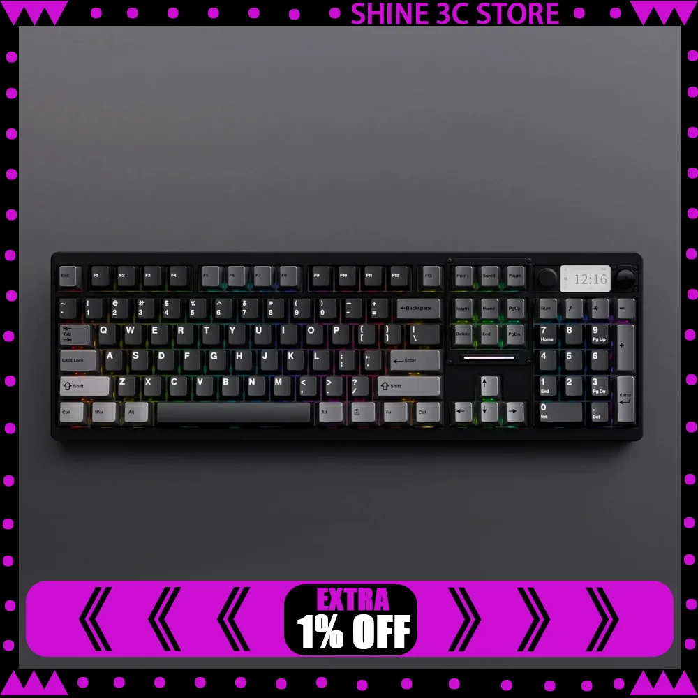 

NDNH ND104 Беспроводная механическая клавиатура Трехрежимная клавиатура Клавиатура из алюминиевого сплава с возможностью горячей замены и экраном Аксессуар для ПК Win/Mac